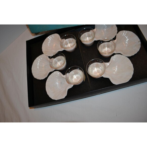 Vintage Pink Sea-Servers for Party of Six 1950s - Picture 2 of 5